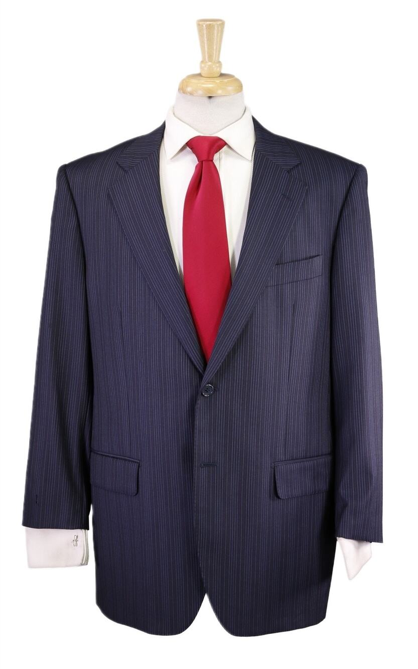 Isaia for Daniel Cremieux Blue Striped Super 160's Wool Loro Piana Suit 41R 42R